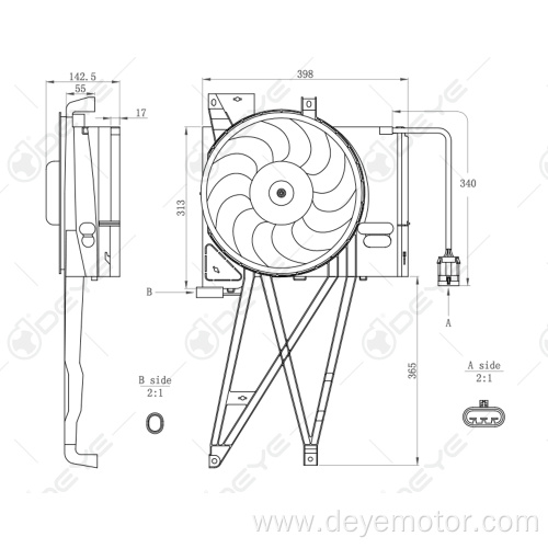 Radiator cooling fan motor brushes for CHEVROLET OPEL